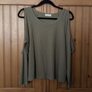 Paper crane women's open shoulder long sleeve shirt